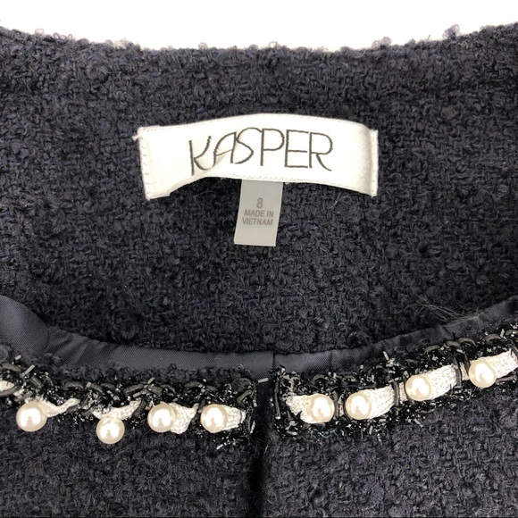 Kasper Navy Bouclee Knit Open Front Jacket - Picture 2 of 3